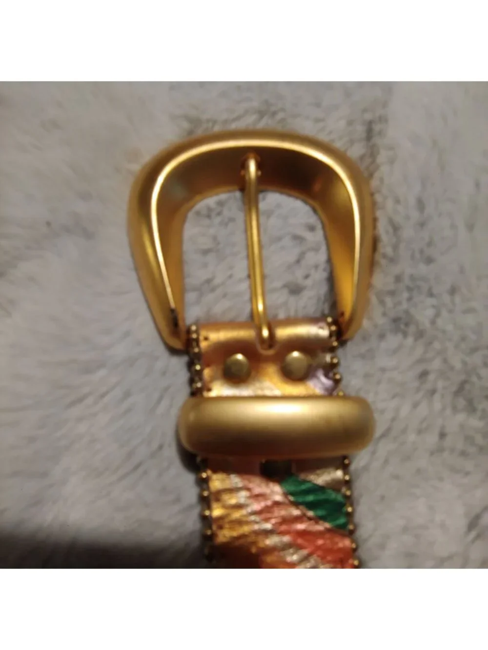B.B. Simon Leather Belt Art Y2K Maximalist Statement Gold Western Metallic